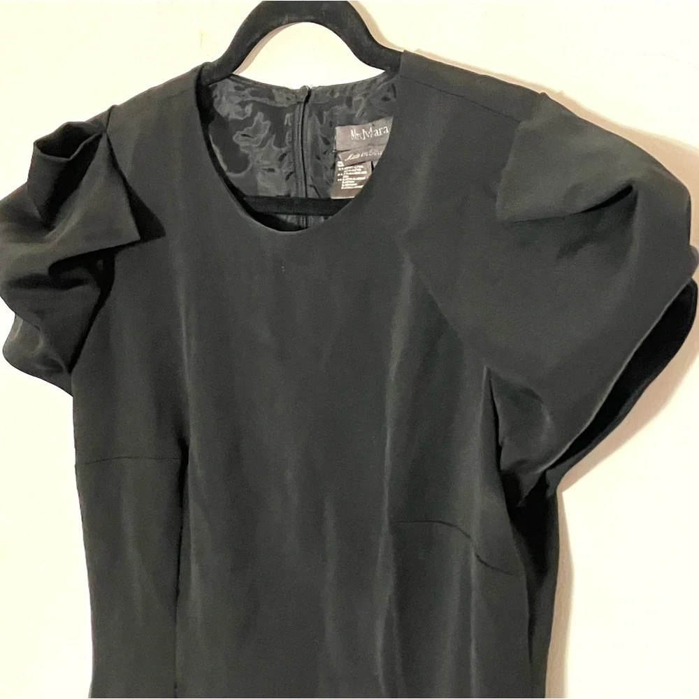 MaxMara‎ Shift Dress Sculptural Sleeve Silk Blend 10 - Picture 2 of 6